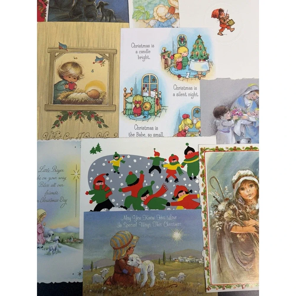 Vintage Christmas Cards Fronts ONLY Traditional Scrapbooking Decoupage Lot 50+